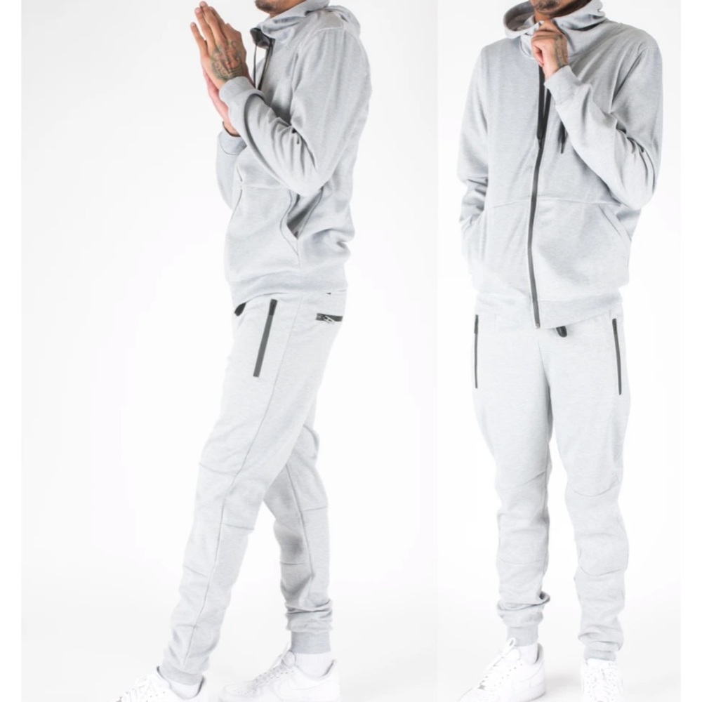 Gray sweat suit tapered leg